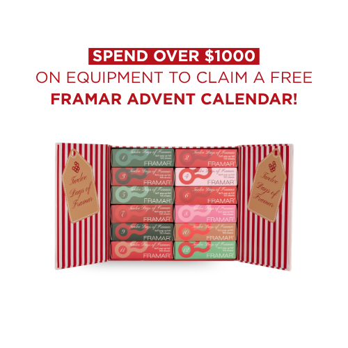 Spend over $1000 on equipment to claim a free Framar advent calendar