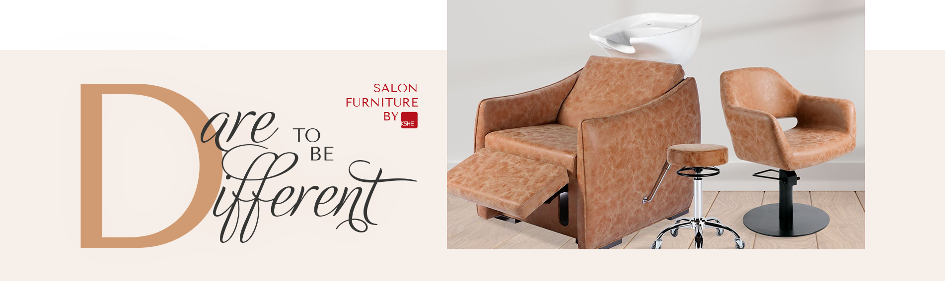 A KSHE salon fit out — styling chairs, mirrors and a shampoo unit